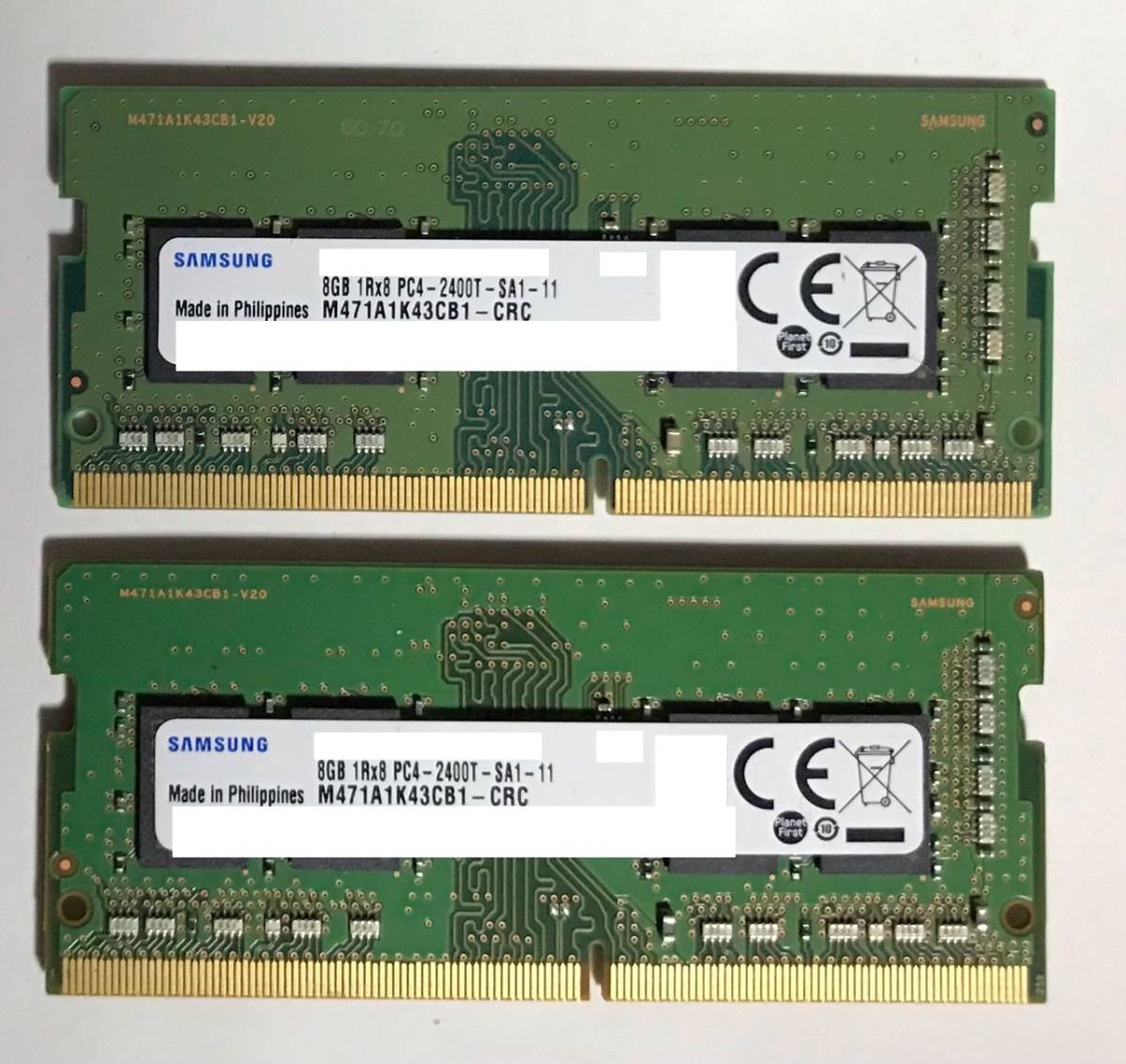 ◇送料無料◇【SAMSUNG PC4-2400T】ノートPC用DDR4メモリ8GB 2枚計
