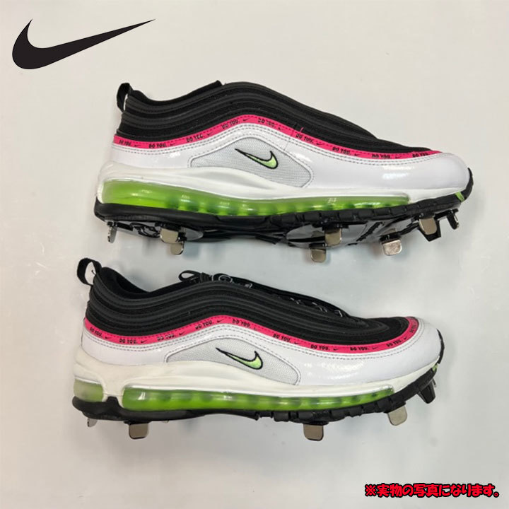 【送料無料】カスタムクリーツ 野球 スパイク 金具 ナイキ Air MAX 97 ホワイト ブラック 27.5cm nk-custom97l_画像1