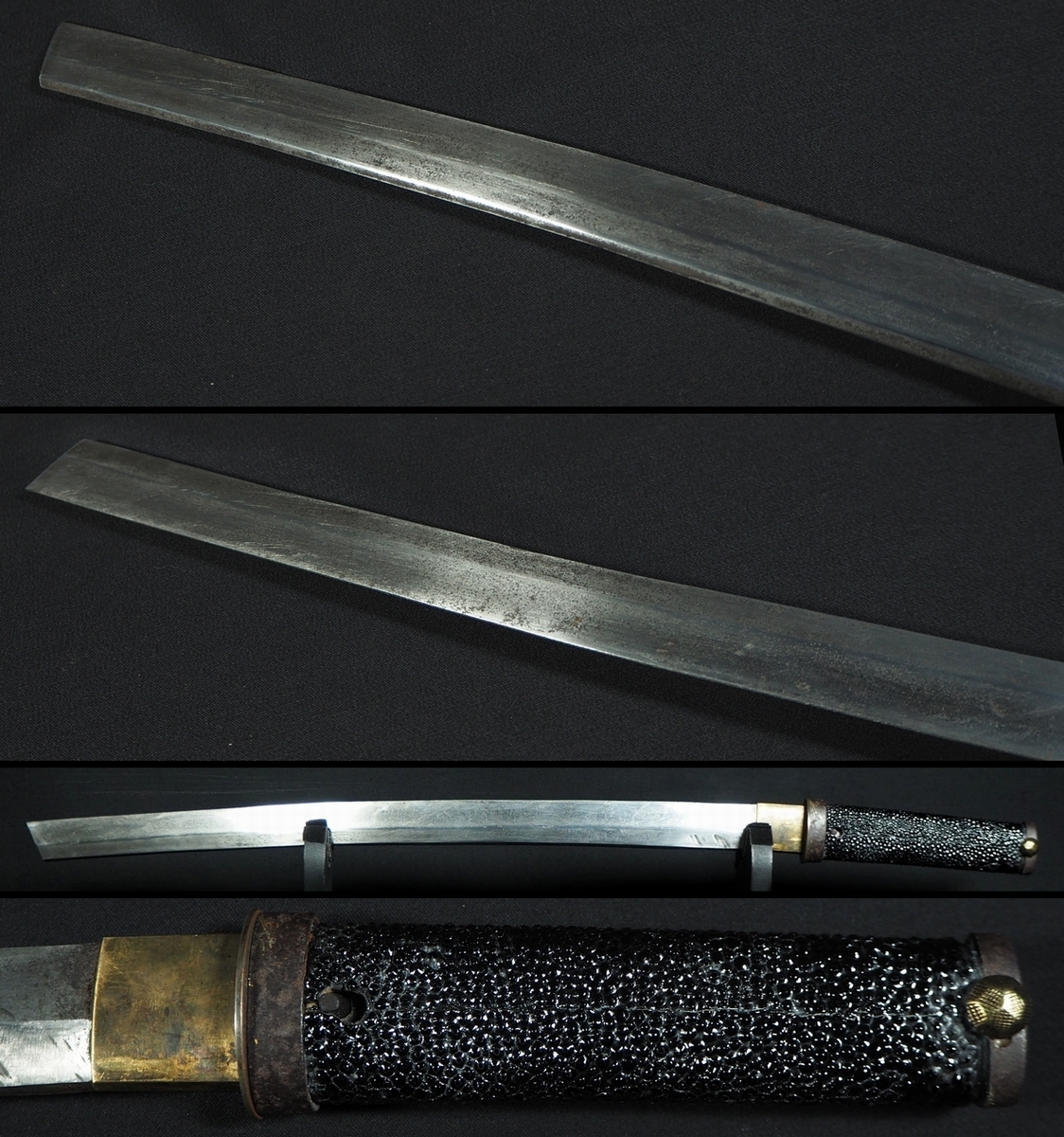 生ぶ出し品 豪壮兜割 粗肌柄黒鞘拵 鉢割 十手 武具 刀装具 登録不要 の