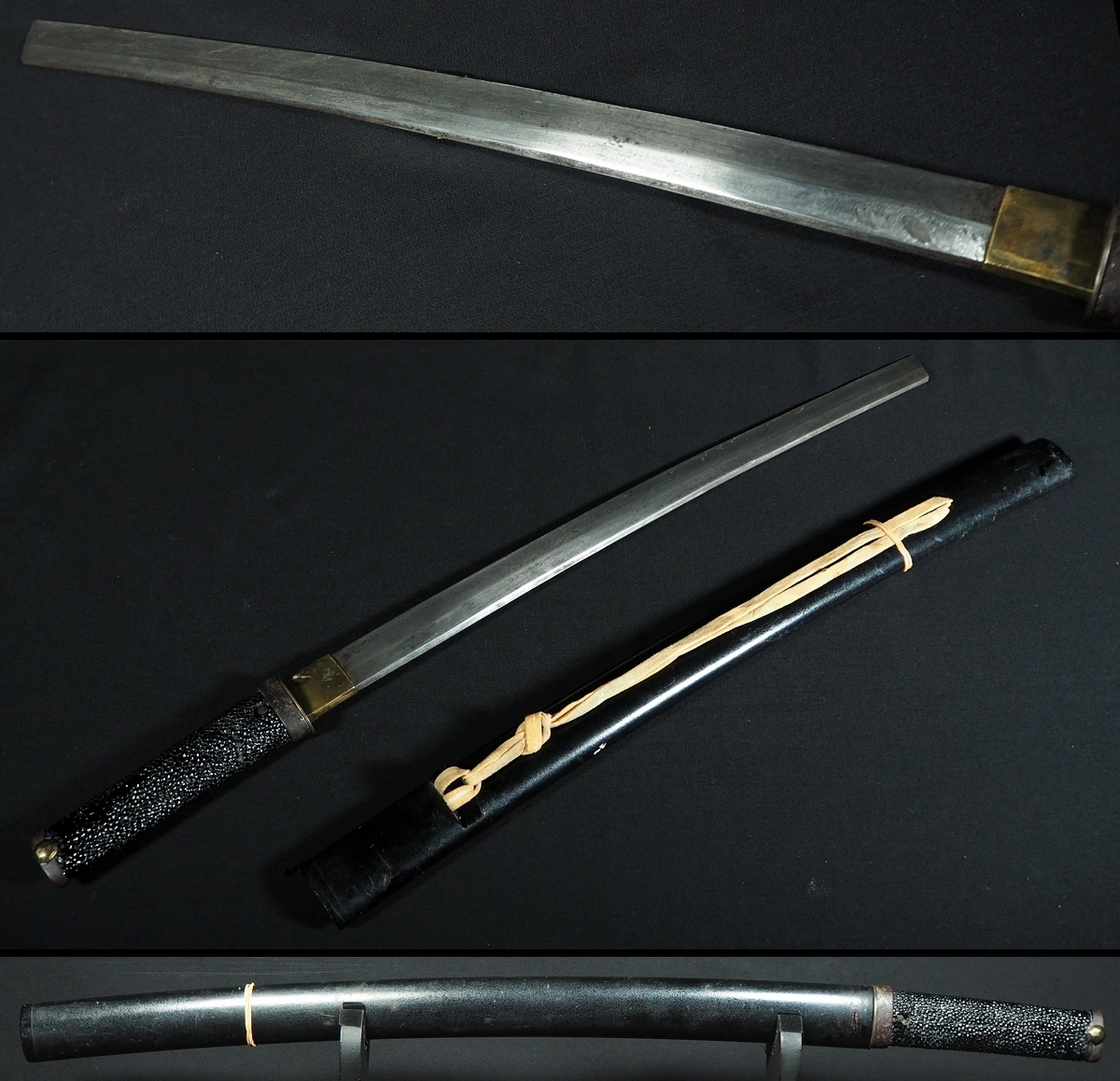 生ぶ出し品 豪壮兜割 粗肌柄黒鞘拵 鉢割 十手 武具 刀装具 登録不要 の