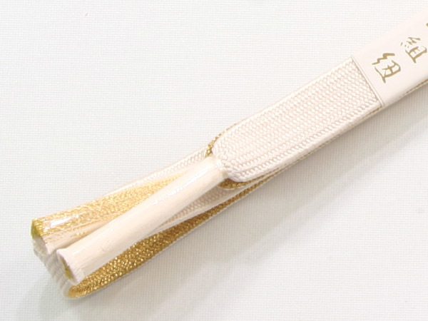 正絹平織帯締め(白、金)No.2192_画像3