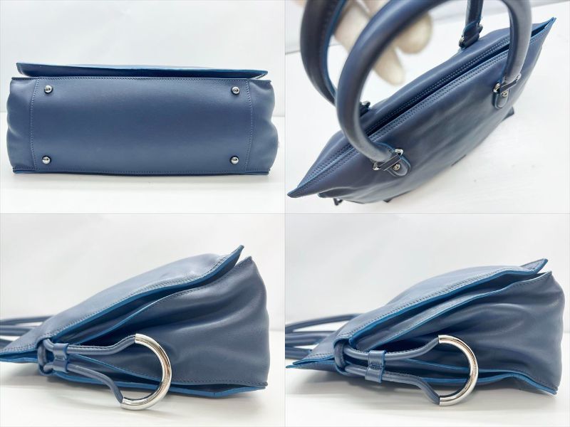 美品　LOEWE　ロエベ　アナグラム　フラメンコ　ハンドバッグ　ミニトート　ブルー　306.39AH63