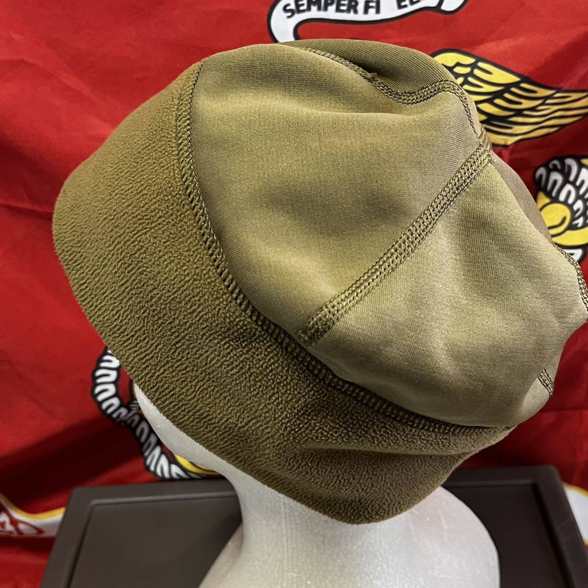 米軍海兵隊 実物 沖縄　USMC POLARTEC CAP ポーラテックマイクロ フリースキャップ ビーニー ニット帽 防寒　冬服(INV GH43)_画像2