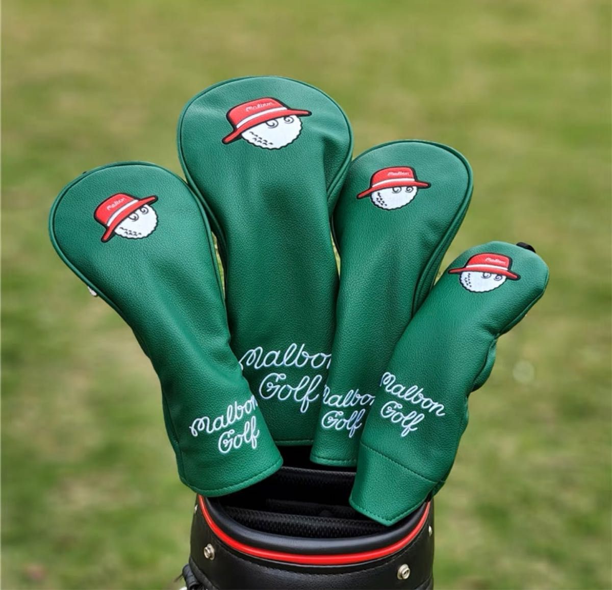 Malbon Golfマルボンゴルフカバー緑赤帽子｜PayPayフリマ