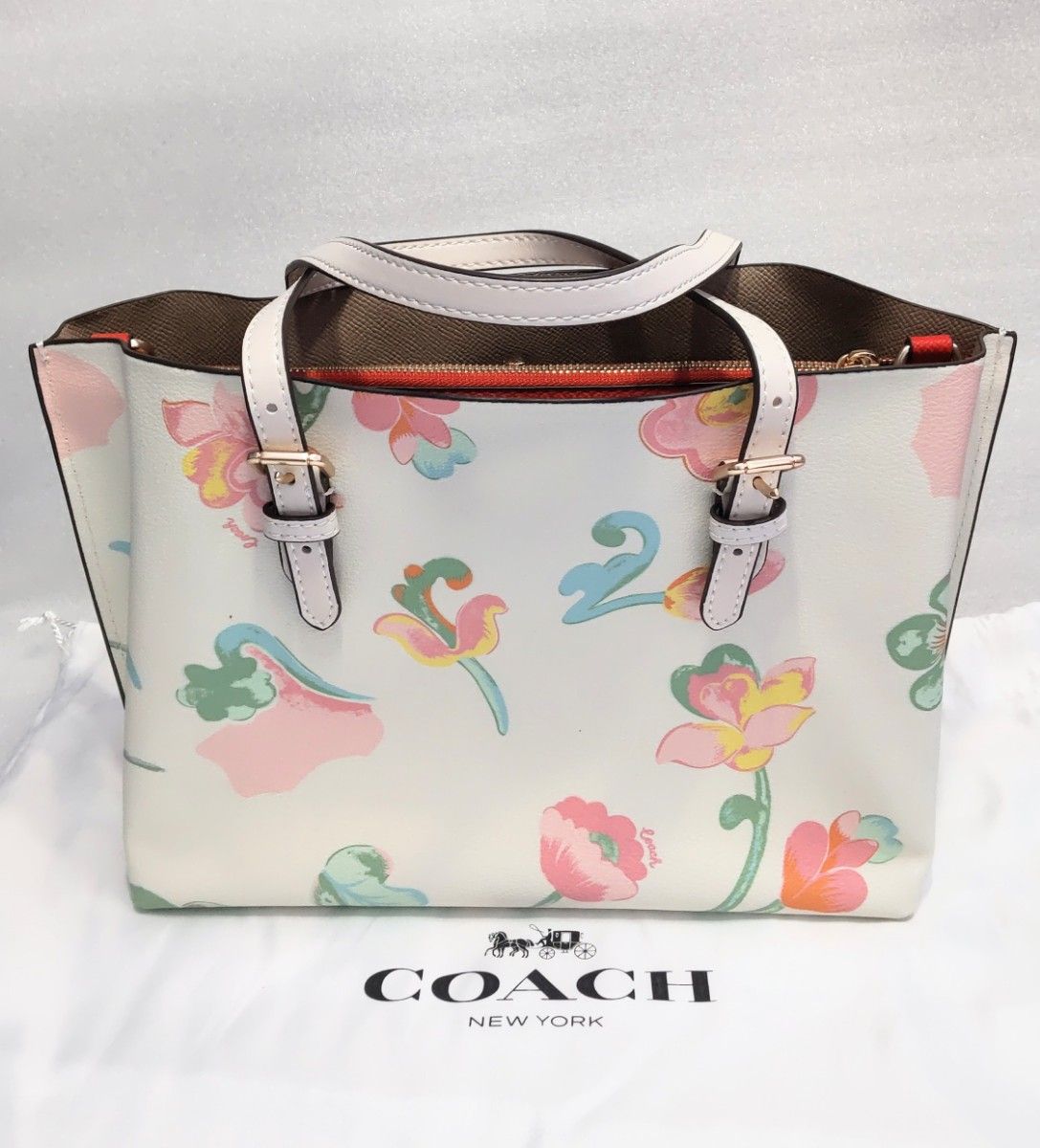 新品 未使用 COACH コーチ トートバッグ レザー ホワイト 花柄｜Yahoo