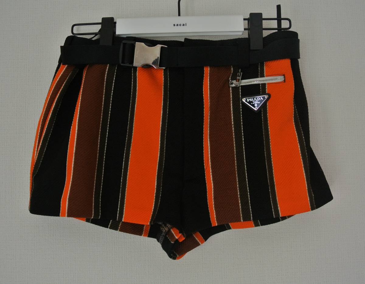 大量入荷 prada stripe プラダ ショーツ ハーフパンツ ベルト shorts