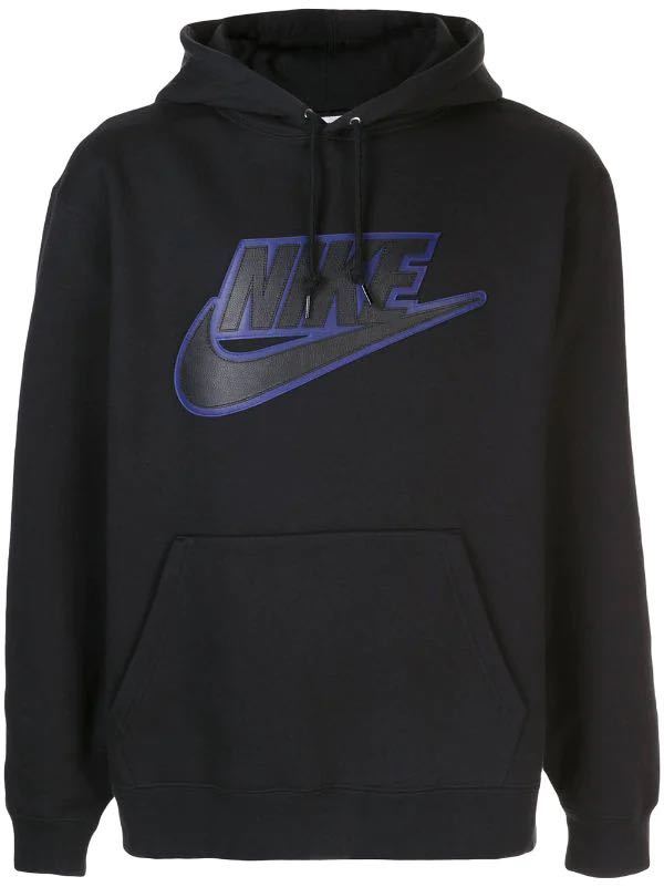 Supreme Nike Leather Applique Hooded Sweatshirt BLK L シュプリーム