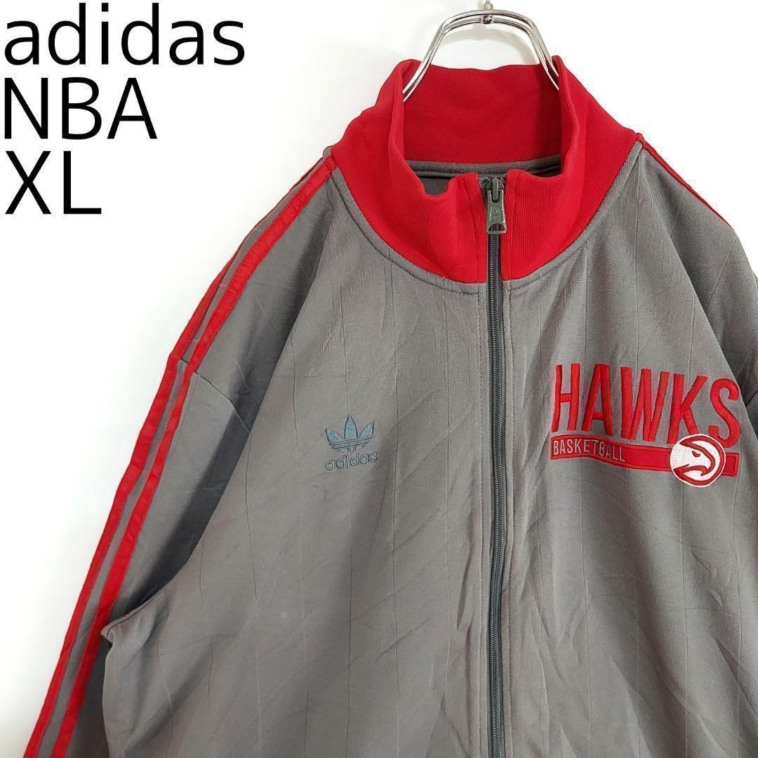 完成品 ホークス NBA アディダス 襟高 ロゴ刺繍トラックジャケット 赤