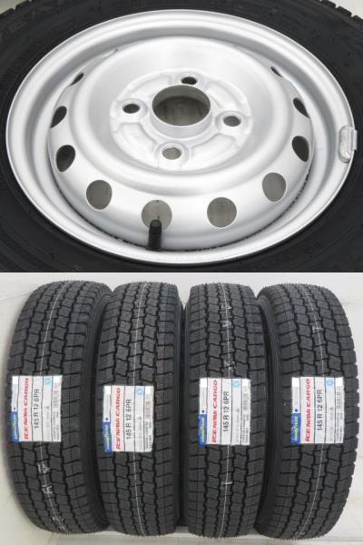 新品タイヤ 中古鉄ホイールセット 145R12 6PR LT 12インチ 12x4.00B 4穴 PCD100 145/80R12 80/78N LT相当 冬 ミツビシ a18218_画像4