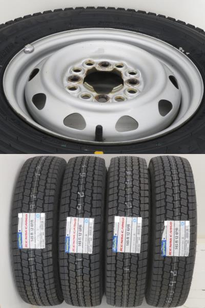 新品タイヤ 中古鉄ホイールセット 145R12 6PR LT 12インチ 12x3.50B 12HM 100/110/114.3 145/80R12 80/78N LT 相当 冬 a18402_画像4