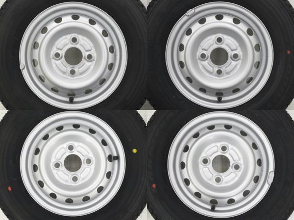 新品タイヤ 中古鉄ホイールセット 145R12 6PR LT 12インチ 12x4.00B 4穴 PCD100 145/80R12 80/78N LT相当 冬 ミツビシ a18218_画像3