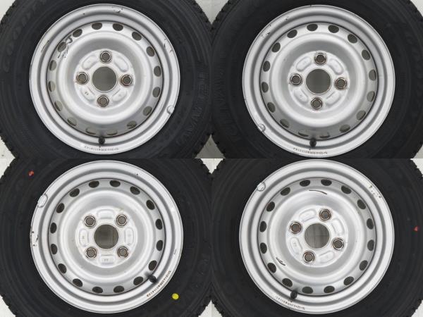 新品タイヤ 中古鉄ホイールセット 145R12 6PR LT 12インチ 12x4.0B 4穴 PCD100 145/80R12 80/78N LT 相当 冬 ダイハツ a18347_画像3