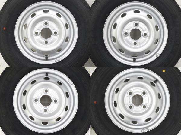 新品タイヤ 中古鉄ホイールセット 145R12 6PR LT 12インチ 12x4.0B 4穴 PCD100 145/80R12 80/78N LT 相当 冬 スバル a18385_画像3