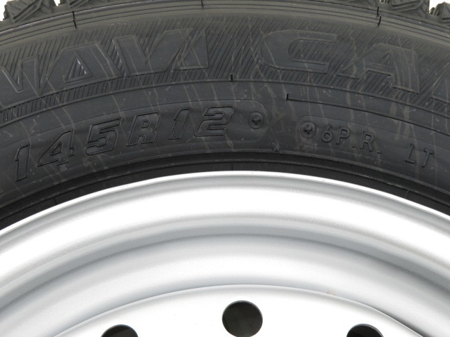 新品タイヤ 中古鉄ホイールセット 145R12 6PR LT 12インチ 12x4.00B 4穴 PCD100 145/80R12 80/78N LT 相当 冬 ダイハツ a18197_画像7