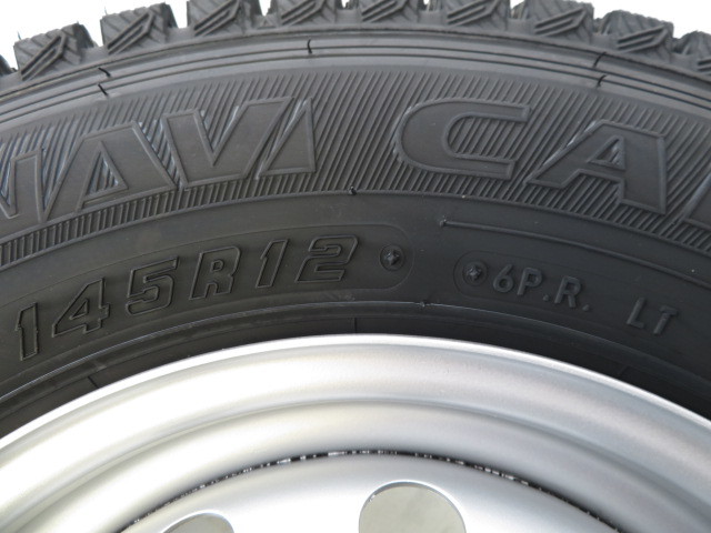 新品タイヤ 中古鉄ホイールセット 145R12 6PR LT 12インチ 12x4.00B 4穴 PCD100 145/80R12 80/78N LT相当 冬 ミツビシ a18218_画像7