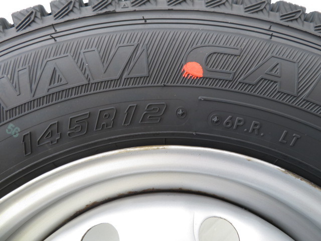 新品タイヤ 中古鉄ホイールセット 145R12 6PR LT 12インチ 12x4.0B 4穴 PCD100 145/80R12 80/78N LT 相当 冬 a18279_画像7