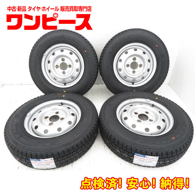 新品タイヤ 中古鉄ホイールセット 145R12 6PR LT 12インチ 12x4.0B 4穴 PCD100 145/80R12 80/78N LT 相当 冬 a18279_画像1