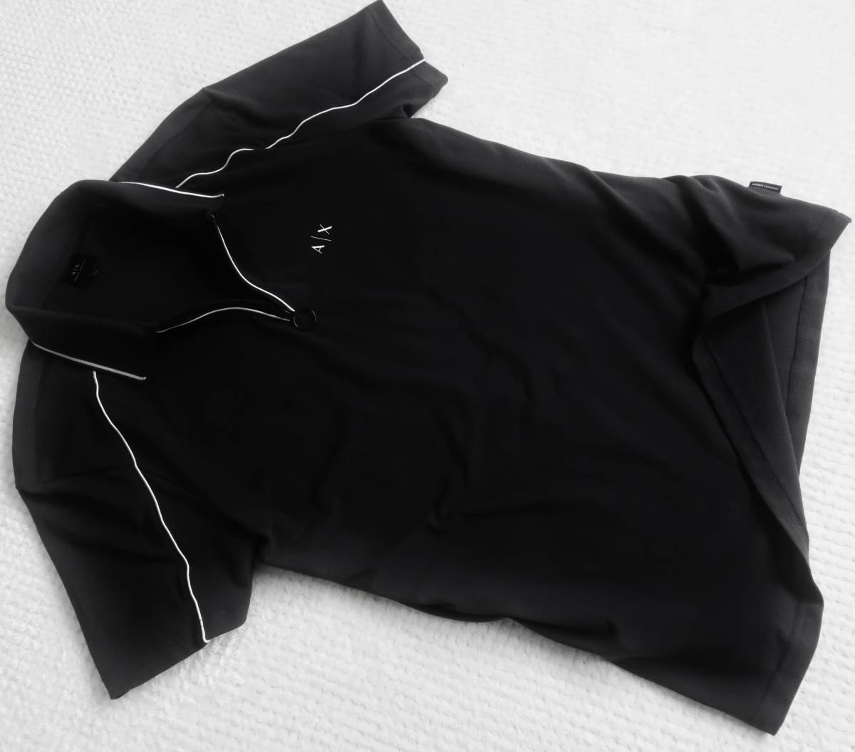  новый товар * Armani * черный рубашка-поло * белый задний принт * стрейч короткий рукав вязаный рубашка чёрный XL*AX ARMANI*253
