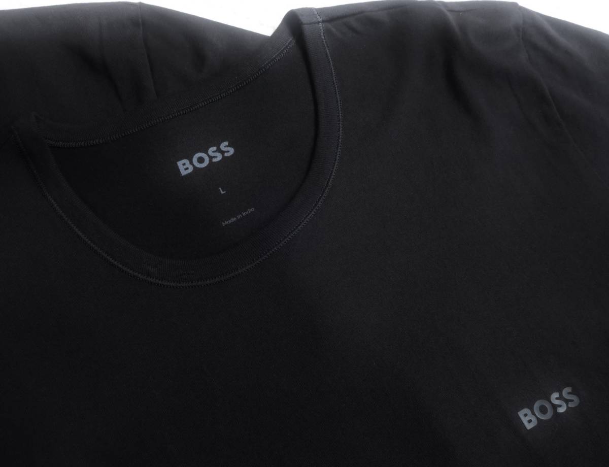  new goods * Hugo Boss HUGO BOSS* black T-shirt 3 pieces set * crew neck * new Logo print * boxed * black *L*215