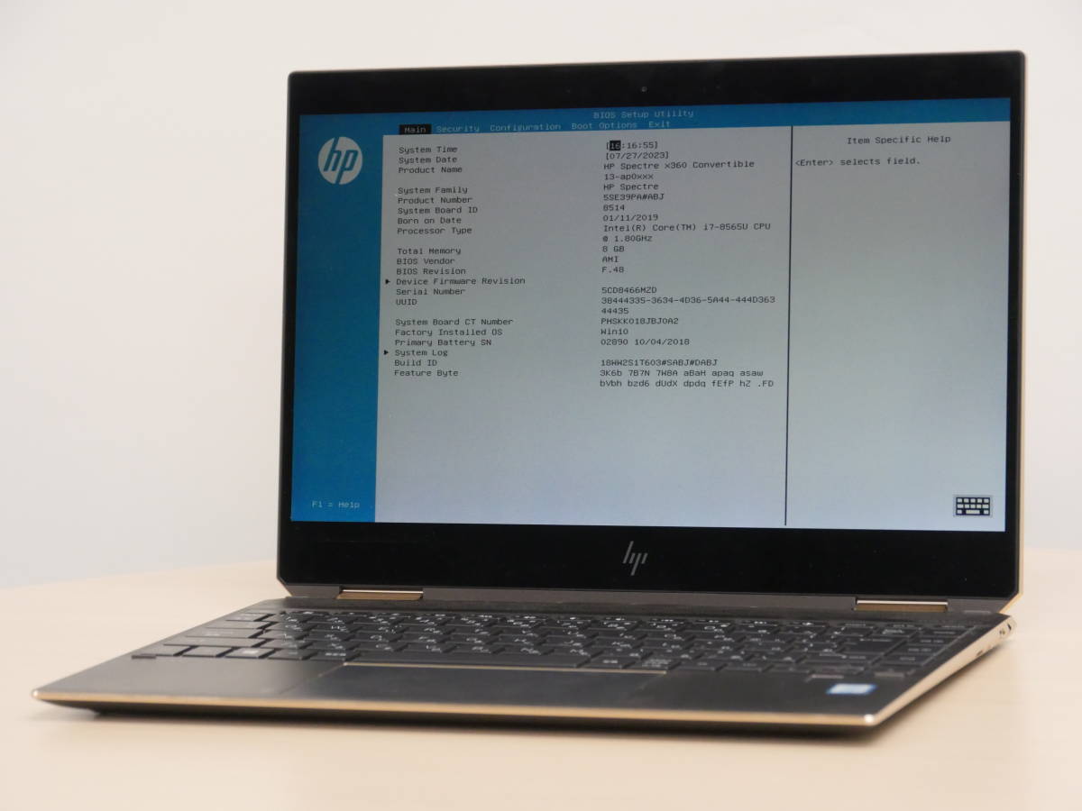 BIOS起動確認済みHP Spectre x360 convertible 13-ap105TU Core i7