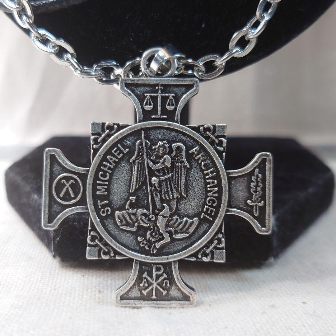 アークエンジェル　聖ミカエルの十字のメタルネックレス　ロザリオ　クロス