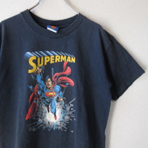 ○90s DC Comics◆スーパーマン Tシャツ カットソー 半袖 90年代 古着◆レディース ブラック Sサイズ相当_画像1