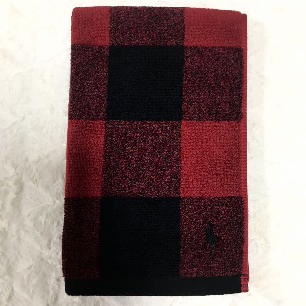  Ralph Lauren face towel .. pattern red × black 