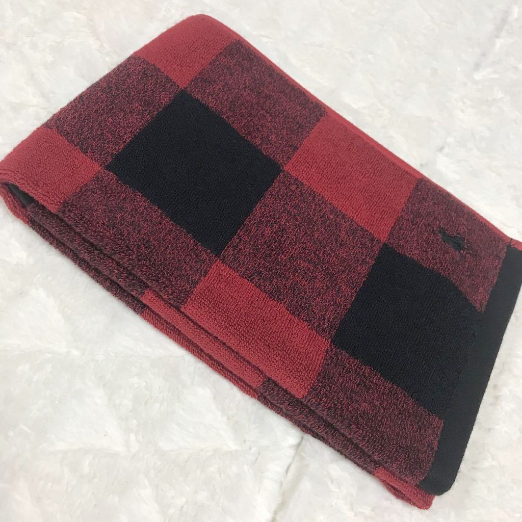  Ralph Lauren face towel .. pattern red × black 