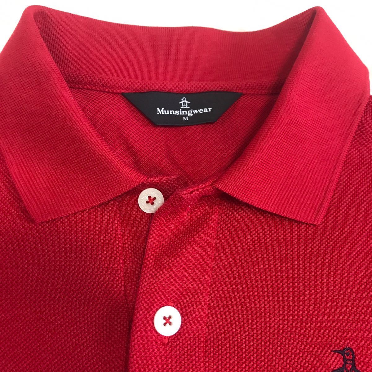 ゴルフ　メンズ　ポロシャツ半袖 Munsingwear マンシングウェア タイガーレッド　Mサイズ_画像2