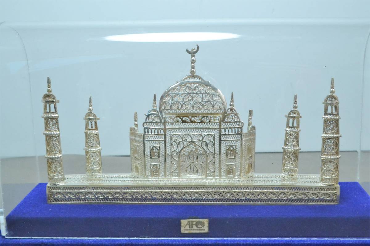 【海外限定】 金属工芸品 A045 銀色 /寺院 /飾りオブジェ モスク置物 線細工 置物