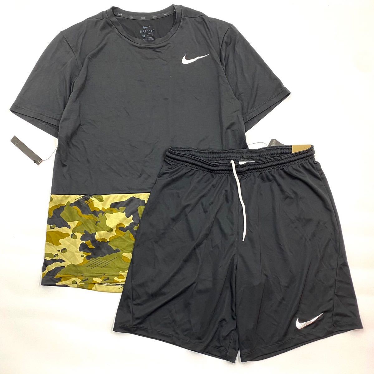 NIKEナイキ　トレーニング　カモTシャツ&ハーフパンツ AQ1092-010 BV6856-010 黒　XL_画像1