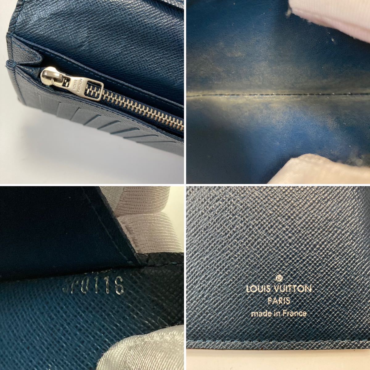 ★LOUIS VUITTON ルイヴィトン タイガ ポルトフォイユブラザ 折り長財布 メンズ 紺 中古【鑑定済み 本物保証】_画像9