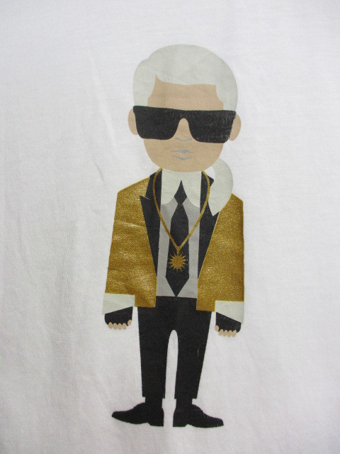 カールラガーフェルド(Karl Lagerfeld)　Tシャツ　メンズS　白Tシャツ　ロゴTシャツ　半袖シャツ　半袖カットソー　半袖ウエア　08091_画像2