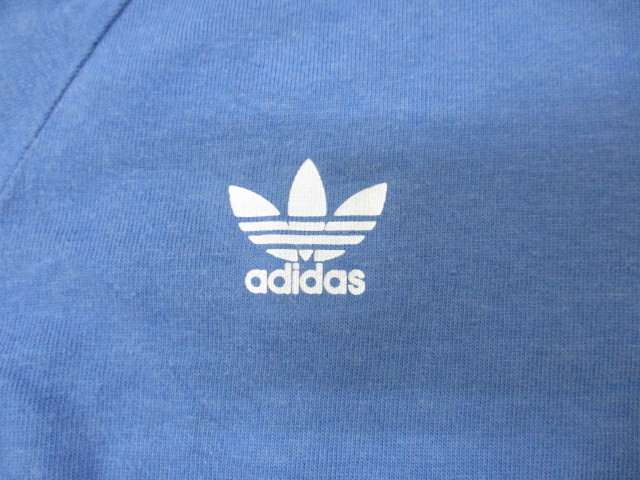 アディダス　80sヴィンテージ　ゲームシャツ　メンズL　青白シャツ　トレフォイルジャージトップ　三つ葉ロゴ　サッカーシャツ　08241_画像3