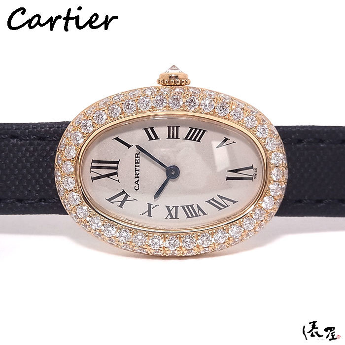 【カルティエ】ベニュワール ダイヤベゼル K18YG 極美品 加工後未使用 レディース 腕時計 Cartier 俵屋