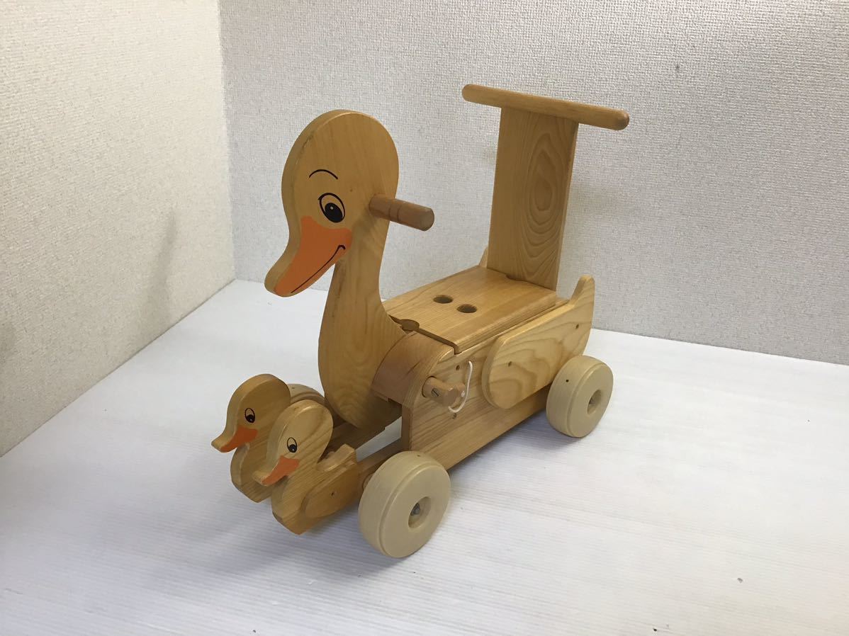 平和工業　MOCCO(モッコ) 森のアヒルの親子　乗用　カタカタ　手押し車　49×24×41cm 木製　玩具　日本製　幼児
