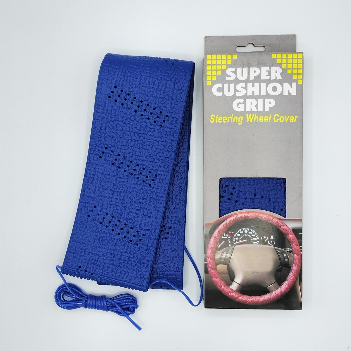 【ブルー】SUPER CUSHION GRIP 3mm厚 スポーツグリップ ステアリングカバー ハンドルカバー 巻き付け パワーグリップ USDM 【匿名配送】2_画像1