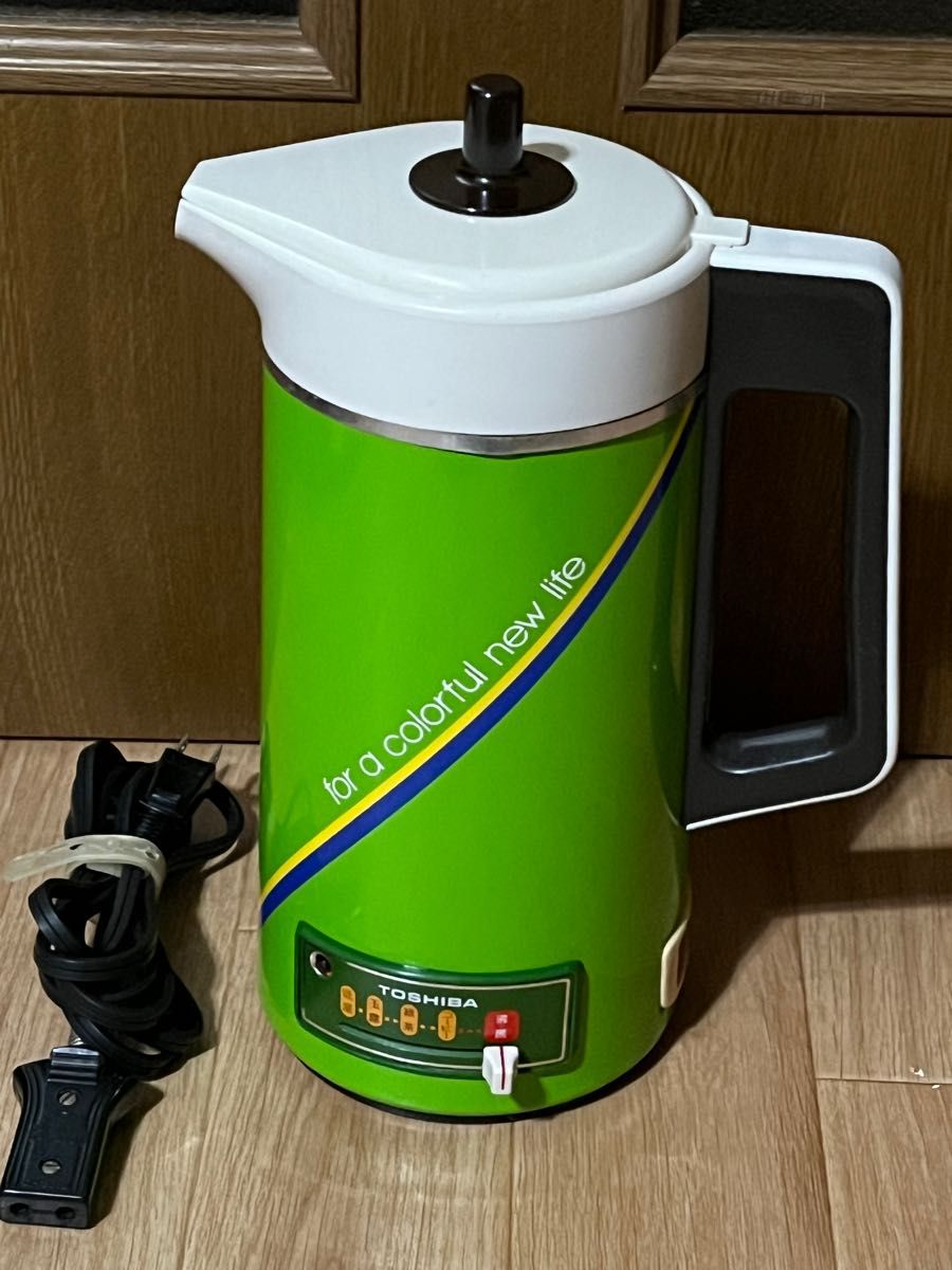 希少 昭和レトロ 東芝 電気ポット PLA-532 緑 グリーン500w 0.85L ビンテージ レトロポップ アンティーク家電