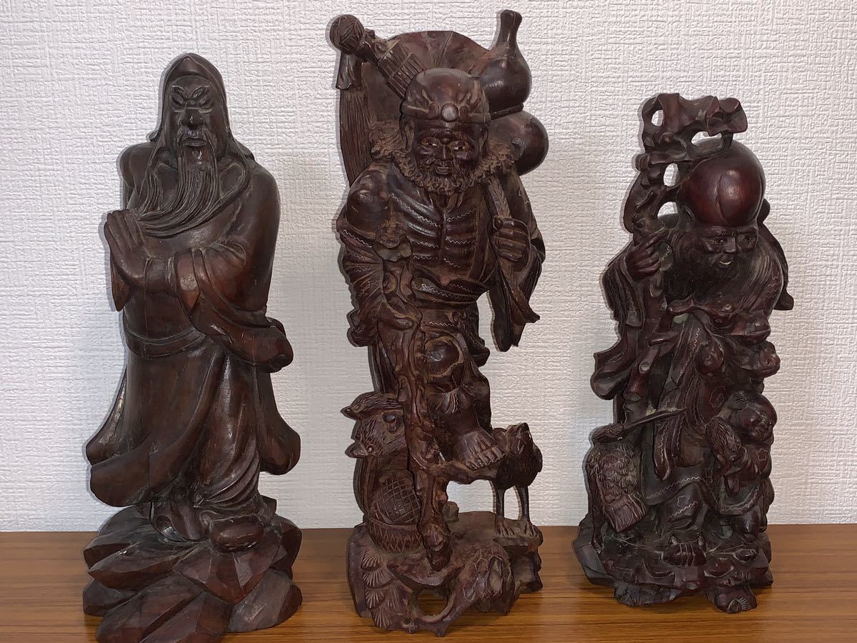 中国美術黒壇置物３種木彫り| JChere雅虎拍卖代购