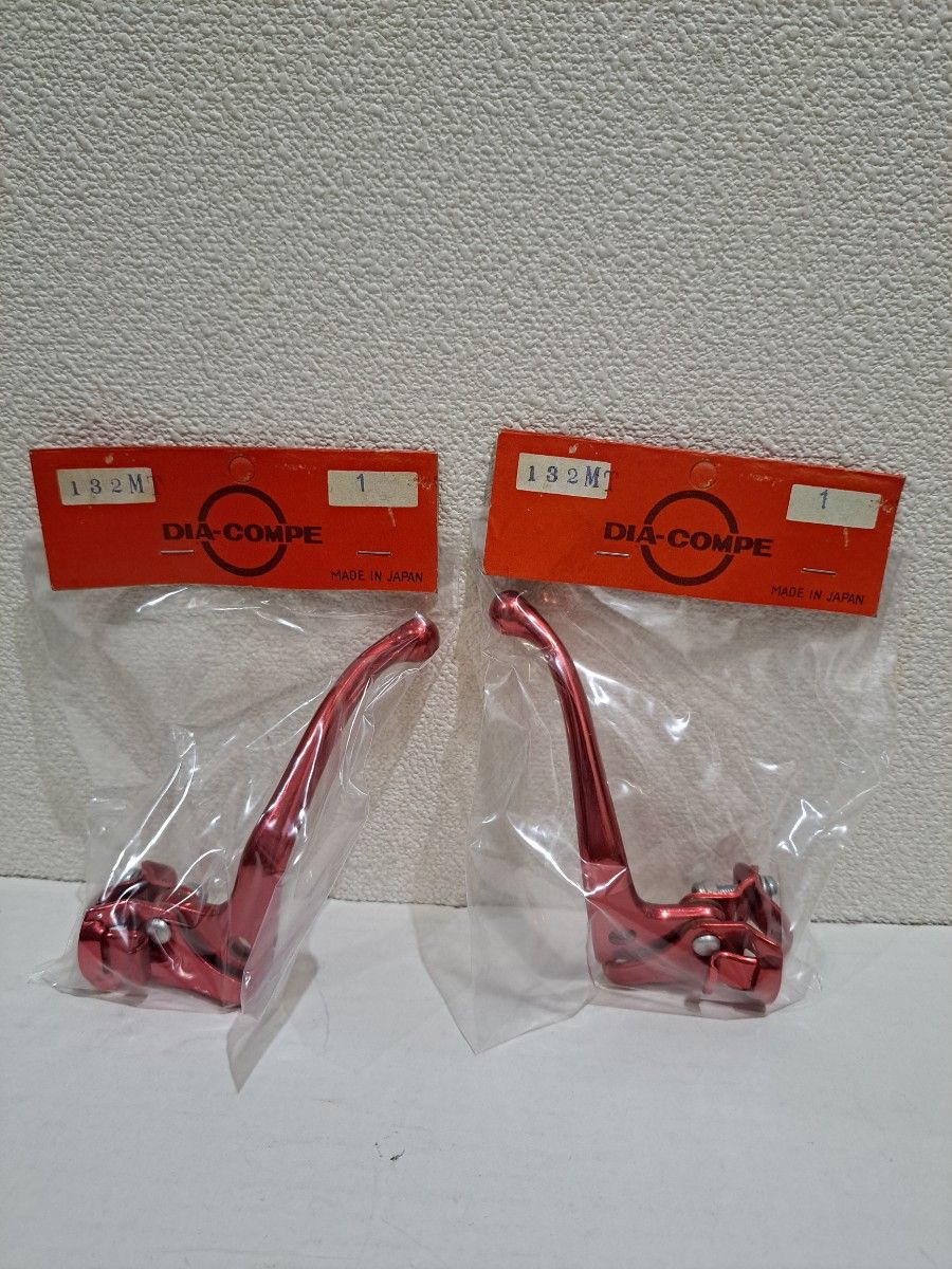 ◆old bmx/ビンテージbmx/ダイアコンペ★ブレーキレバー左右セット赤色★NOS/DIA-COMPE/マングース/クワハラ◆