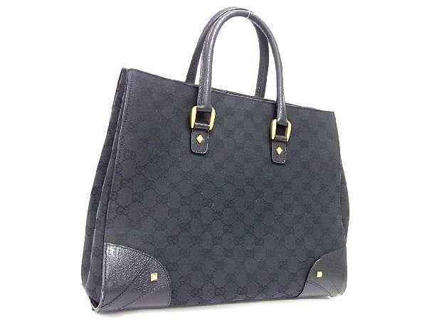 1円 □美品□ GUCCI グッチ 120897 3444 GGキャンバス×レザー トート