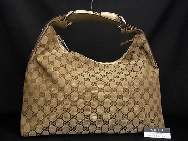 1円 □美品□ GUCCI グッチ 115867 GG柄 GGキャンバス×レザー ワン