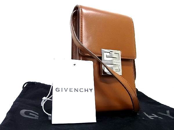 ■新品同様■ GIVENCHY ジバンシィ レザー クロスボディ ショルダーバッグ ミニバッグ レディース ブラウン系 AN8360