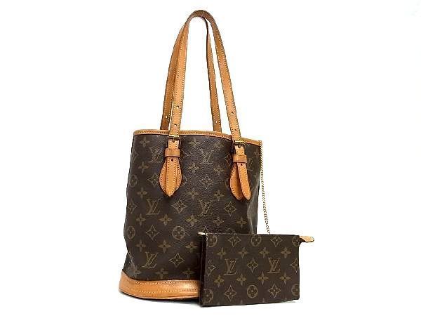 1 jpy LOUIS VUITTON Louis Vuitton M42238 monogram bucket PM small bucket  bucket type tote bag shoulder brown group BF2236: Real Yahoo auction salling