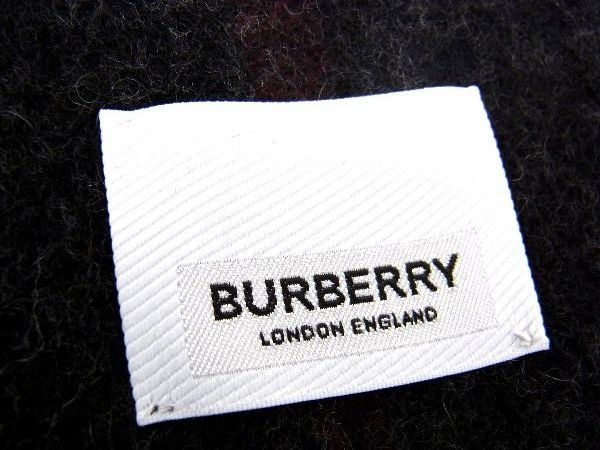 ■新品■未使用■ BURBERRY バーバリー モンタージュTBモノグラム カシミア チェック柄 リバーシブル フリンジ マフラー グレー系 AN9389_画像6