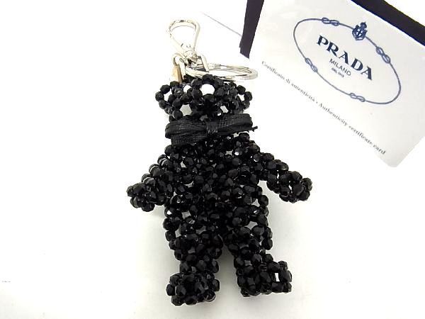 # as good as new # PRADA Prada 1ARD27 beads Bear bear key holder key ring bag charm lady's black group AM9008