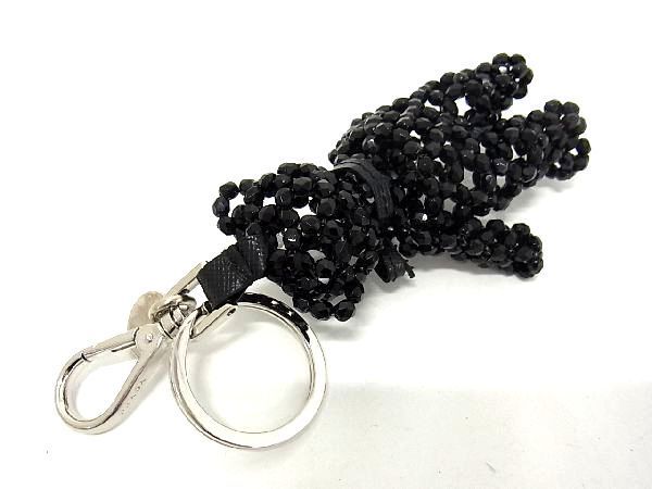 # as good as new # PRADA Prada 1ARD27 beads Bear bear key holder key ring bag charm lady's black group AM9008