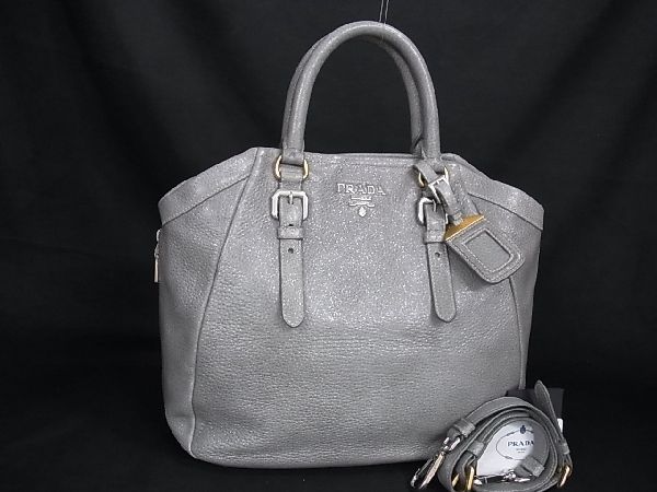 公式 BN1695 プラダ PRADA □新品□未使用□ レザー AN9986 グレー系