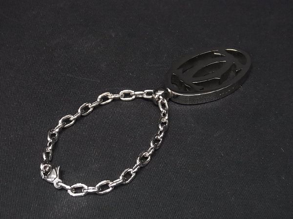 # as good as new # Cartier Cartier 2C Logo charm key holder key ring accessory men's lady's silver group AQ1326