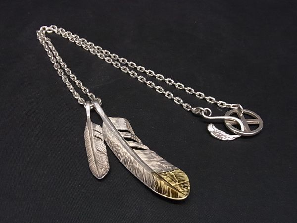 KEN KIKUCHI building machine kchiSV925×K18 18 gold feather gross weight approximately 27.85g necklace pendant accessory silver group × gold group BF1421